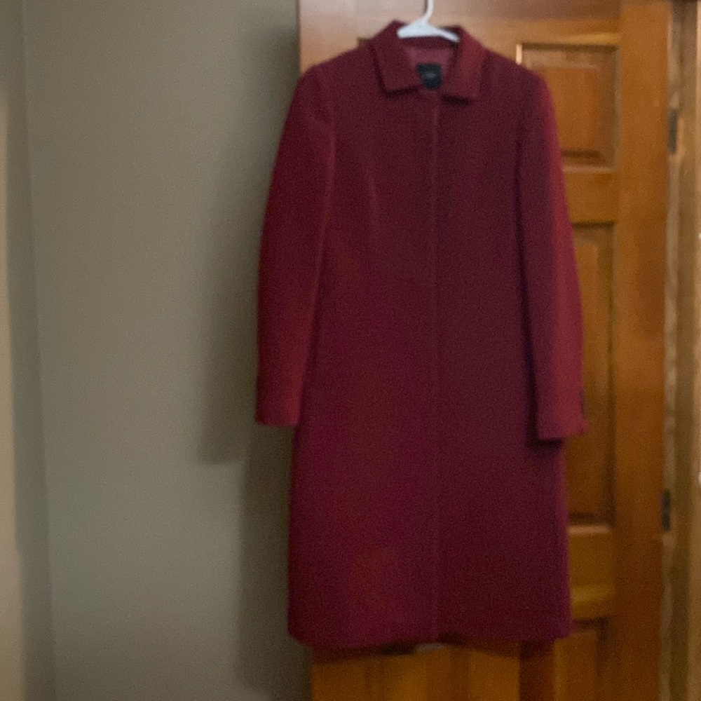 Jcrew wine color long coat size 10